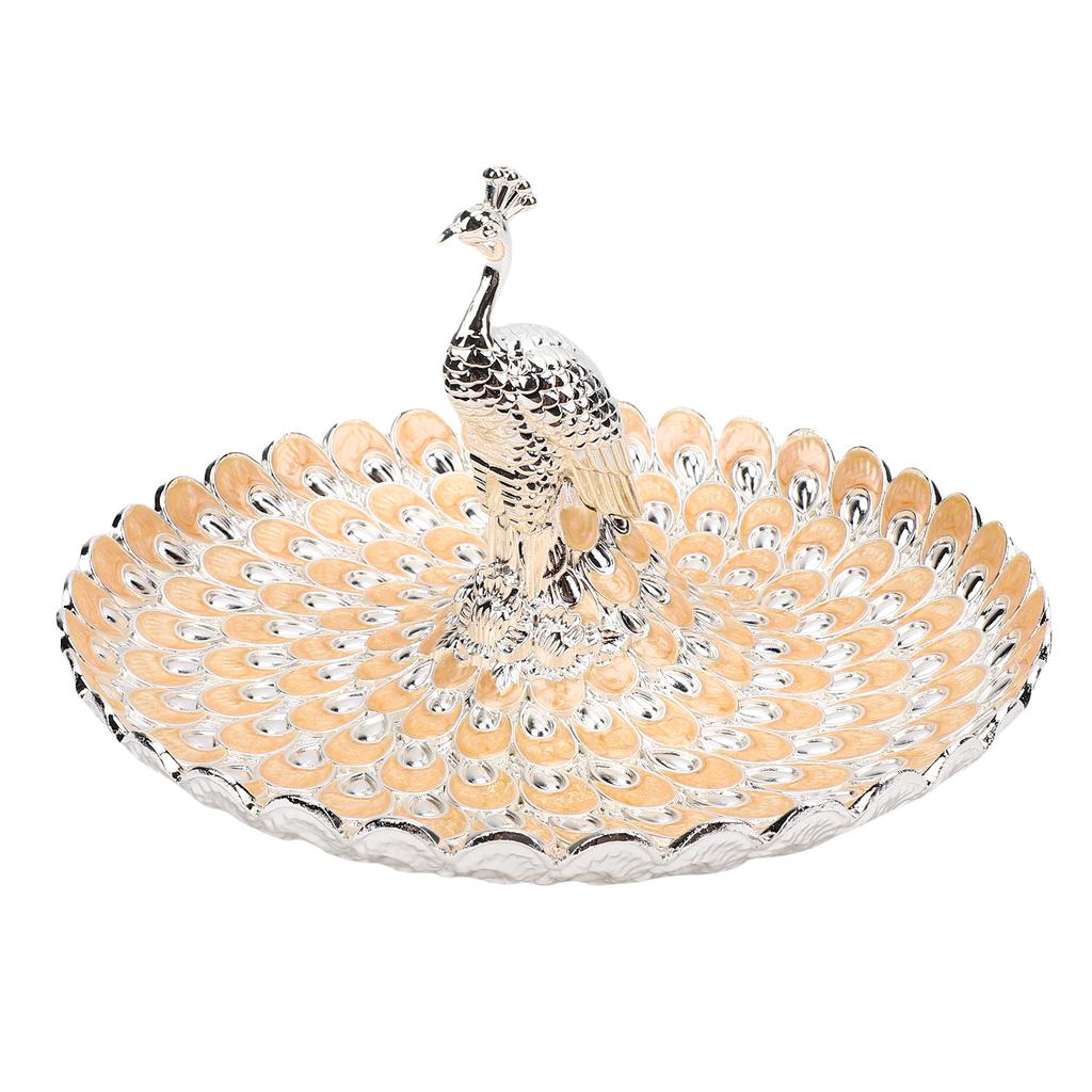 Peacock Fruit Tray Zinc Alloy Metal Peacock Plate for Bread Snacks Cakes   Candies