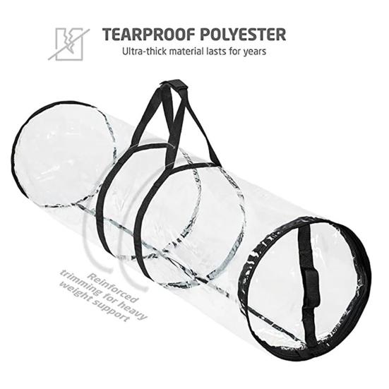 Gift Wrap Roll Bag Clear Wrapping Paper Storage Bag Holiday Wrap Organizer Tote with Handles