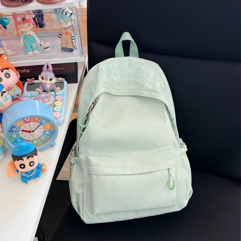 Schoolbag new solid color schoolbag junior high school girls simple high value ins style backpack female trend student sports backpack