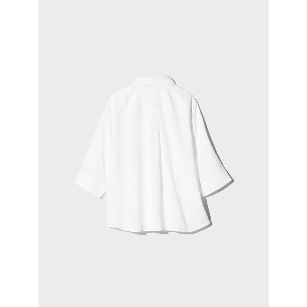 Uniqlo Rayon Skipper Collar Blouse  7 8 Sleeve 