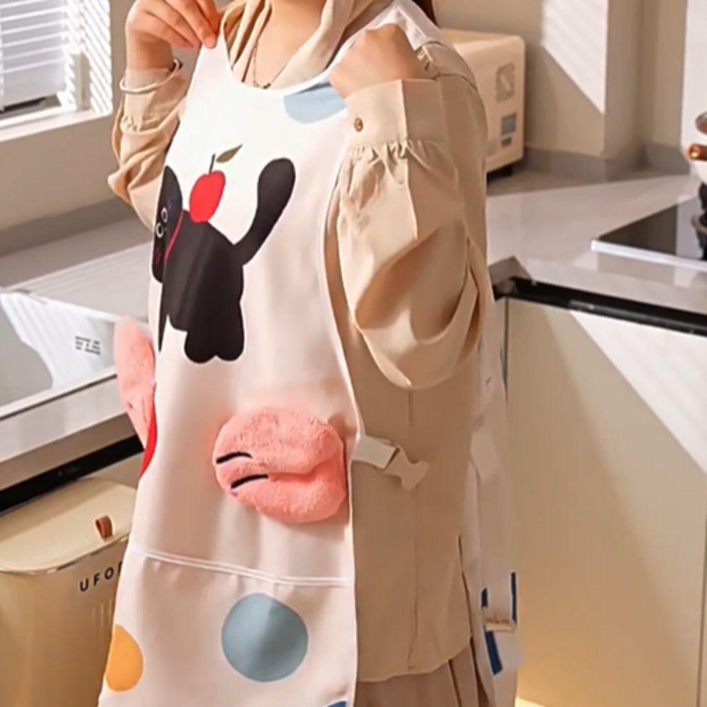 Cartoon Waterproof Apron Polyester Cooking Vest Apron Practical Oil Proof Apron  Apartment
