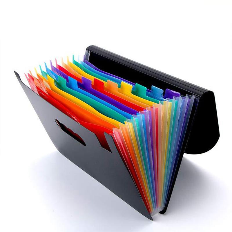12 Pockets Rainbow Expanding File Folder,A4 Letter Size Documents Organizer,Portable Accordion Folder,Desk Storage for School