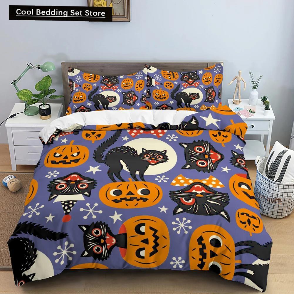 3D Skull Bedding Set Halloween Bats Duvet Cover Skull Polyester Comforter Cover Set Double King Queen Kids Polyester Quilt Cover