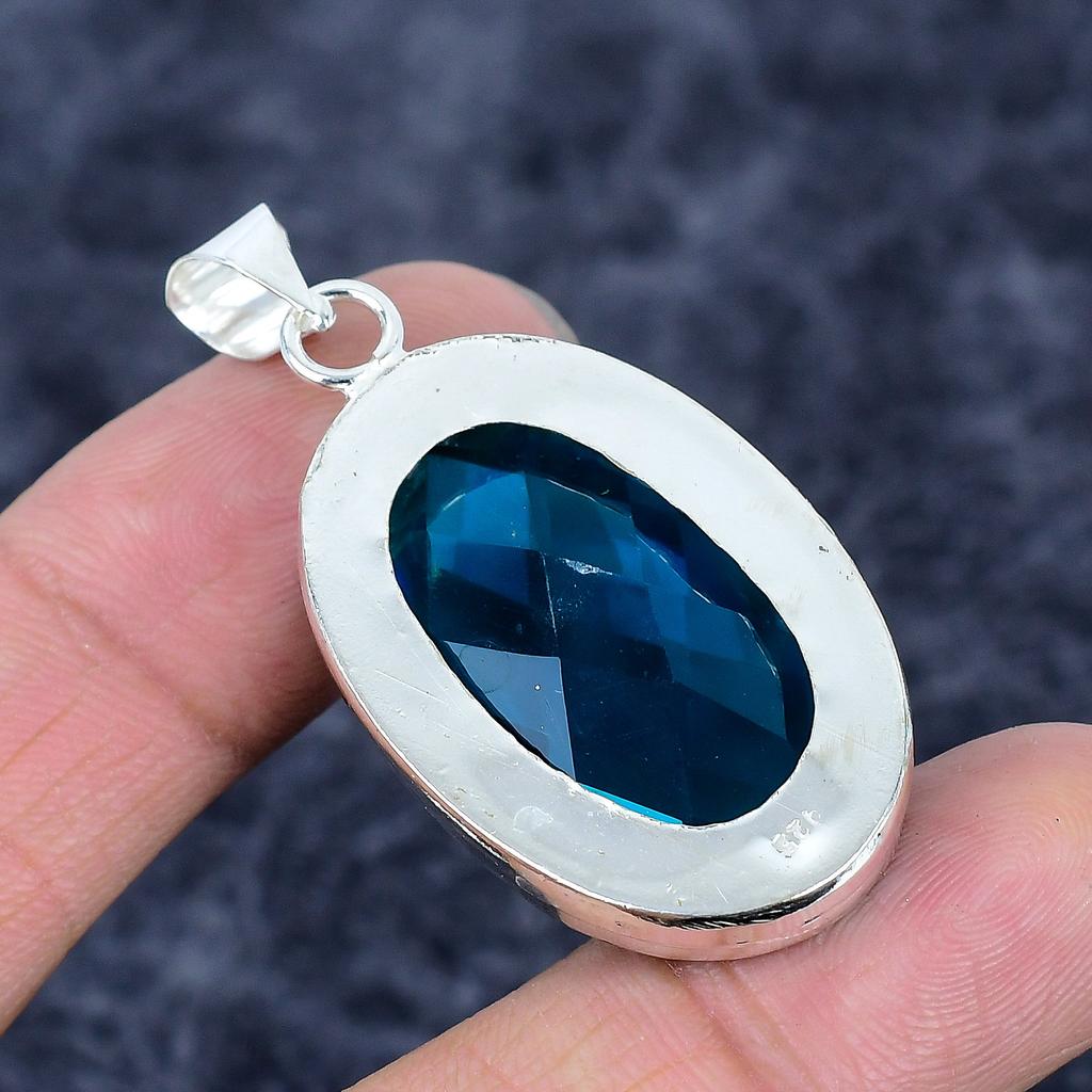 Iolite Quartz Gemstone Handmade 925 Sterling Silver Jewelry Pendant 2.01" M-3253