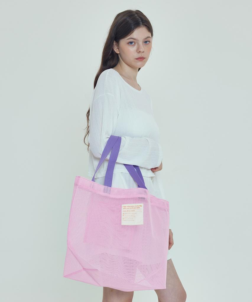 Roidesrois Two-Color Mesh Multi Bag (Pink/Purple)