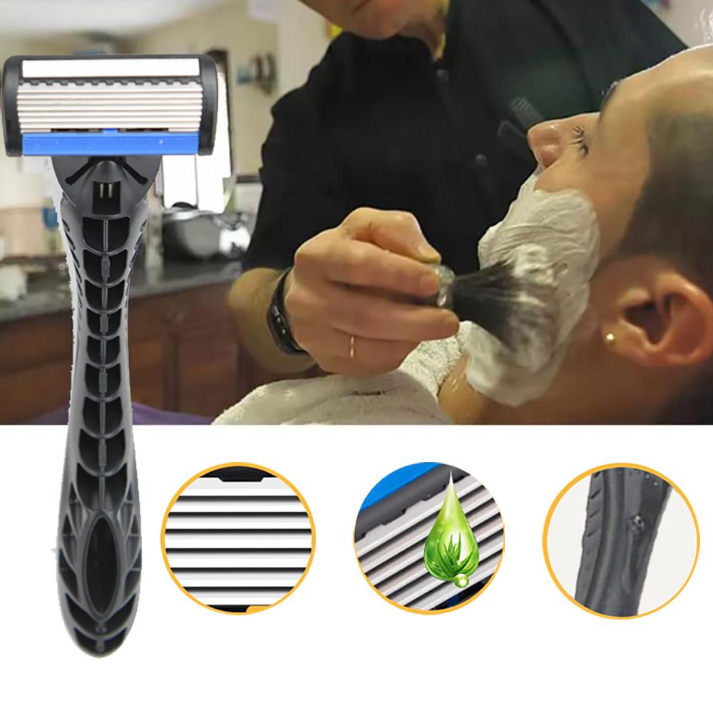 Men's Waterproof Manual Razor Seven Layer Stainless Steel Blade Classic Shaving No Skin Irritation Old School Shaver Heads