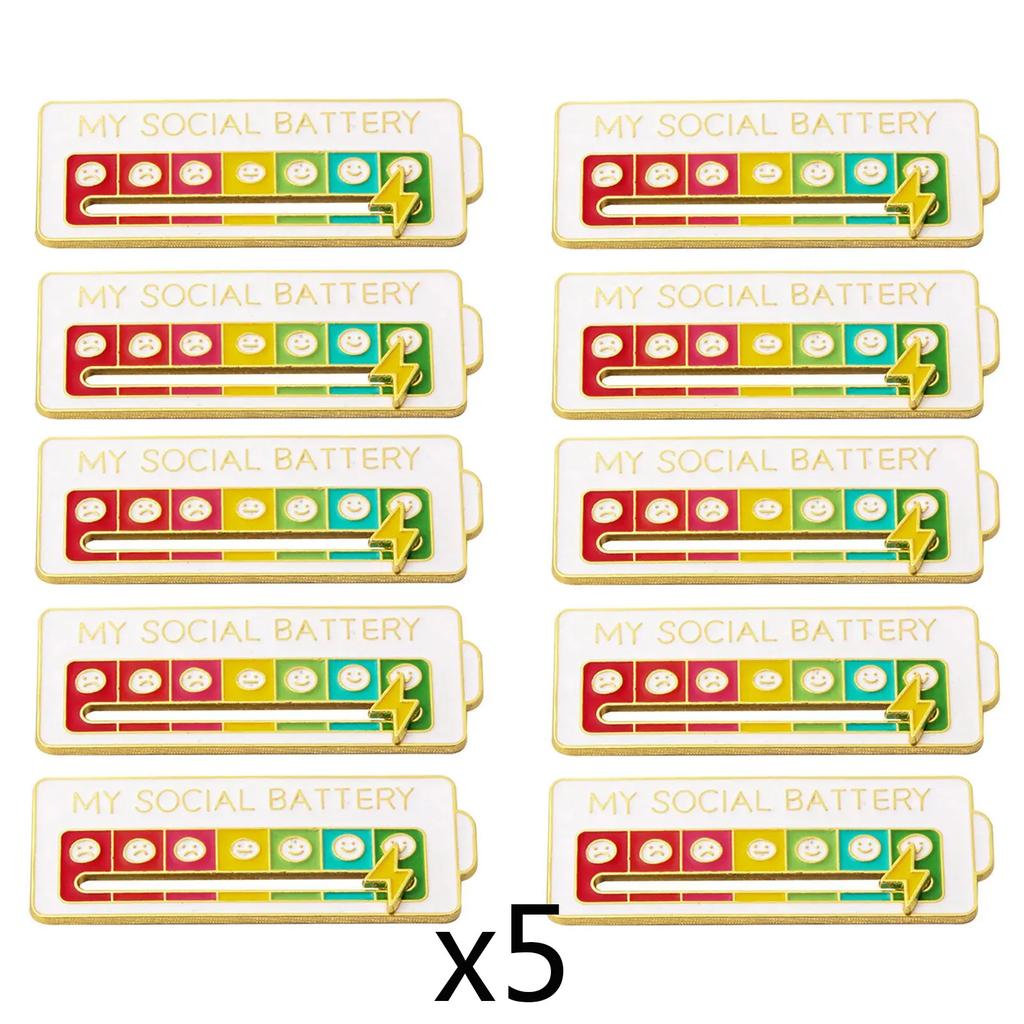 2024 New Mood Conversion Energy Brooch Slide My Social Battery Badge Facial Expression Badge Men Women Pins Brooches on Clothes