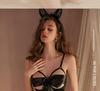 Man Yan Sexy Hollow-Out Bow Suspender Nightgown Sleepwear with Bust Support