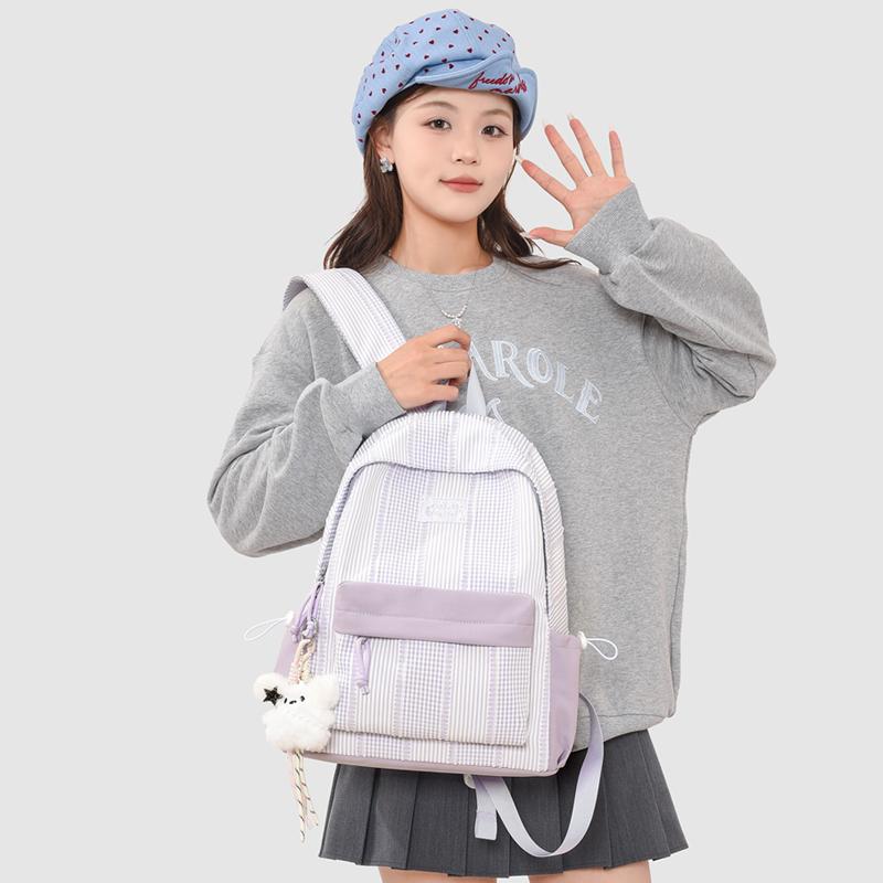 

Cute Aesthetic Backpack Large Capacity Travel Laptop Rucksack with Compartments Casual Rucksack Daypack with Pendant for Women