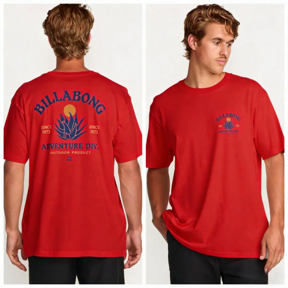 

Billabong Men s Casual Diving PRFOSports 2026 Summer Men s Pure Cotton T-shirt Men s Clothing Men s T-shirt Street Wear Y2K Tops L синій