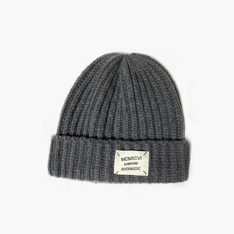 Letter Cloth Label Knitted Hat for Women Autumn and Winter Korean Style Fashion Student Wool Hat Cold Hat Male Couple