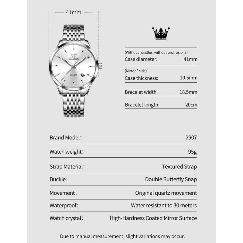 OLEVS Original Quartz Men's Watches Fashion Simple Stainless Steel Strap Waterproof Auto Date Luminous Wrist Watches for Man