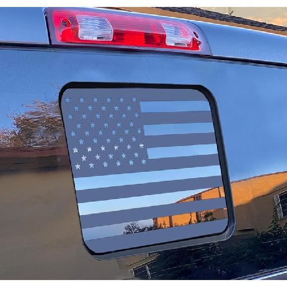 for Ford F150 F250 F350 2015–2023 Rear Middle Window American Flag Decal, Matte Black USA Flag Sticker for Truck Back Glass, Patriotic Vinyl Decal