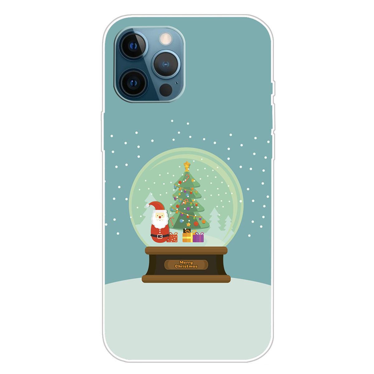 

For iPhone 16 Pro Max Case Christmas Pattern Printing Soft TPU Phone Cover Santa Crystal Ball