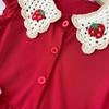 Red Strawberry Princess Dress with Flutter Sleeves for European and American Girls