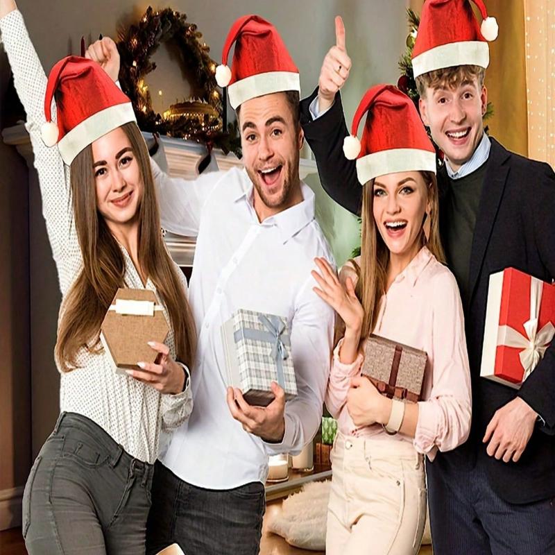 1pcs Classic Santa Claus Hat - Soft Polyester Fabric, Non-Stretch, 3 Styles - Perfect Gift For Coworkers And Office Parties, Christmas Costume