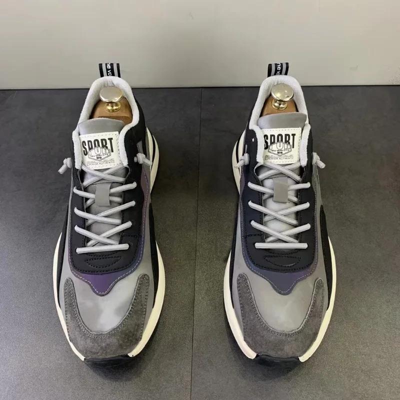 Fashion Men Air-cushion Sports Shoes Comfortable Versatile Leather Casual Shoes Outdoor Non Slip Training Shoe Running Sneakers