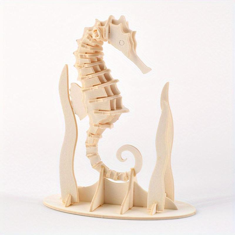 3D Animal Puzzle Model Assembly Toy Educational Ocean Biology DIY Wooden Craft Unfinished Hobby Puzzle Toy