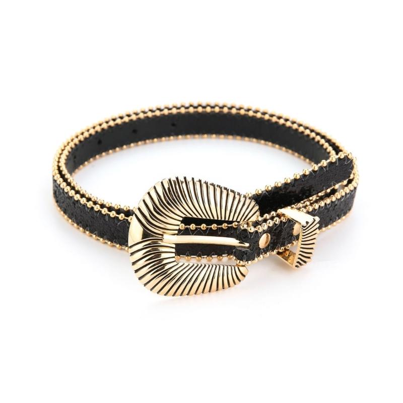 

Bling Male Female Jeans Skirt Waist Belt with Shell Shape Buckle Belt Locomotive чорний