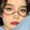 Harajuku Half Frames Glasses Women Vintage Metal Oval No Lens Optical Spectacles Eyewear Girls Cosplay Pography Eyeglasses