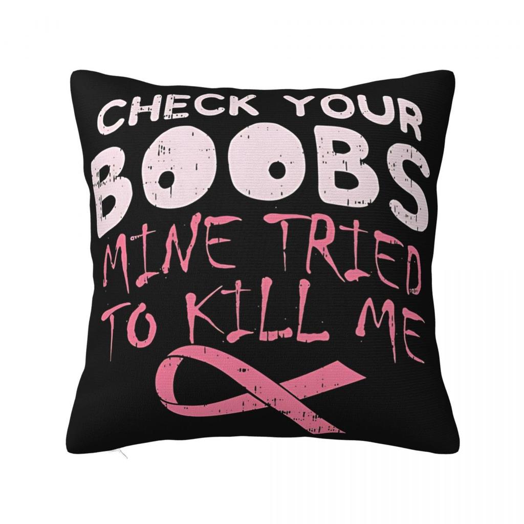 In This Family Nobody Fights Alone Breast Cancer Awareness Square Pillow Case Polyester Decorative Pillow Fashion Cushion Covers