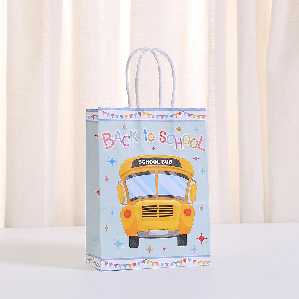 StoBag back to school gift wrapping bags colorful kids school theme paper tote bags personalized packaging for birthday treat