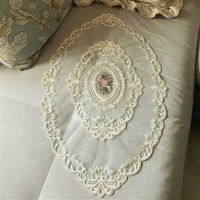 European Transparent Lace Oval Tablecloth Living Room Study Bedroom Coffee Table Cloth Hotel Villa Banquet Party Decoration