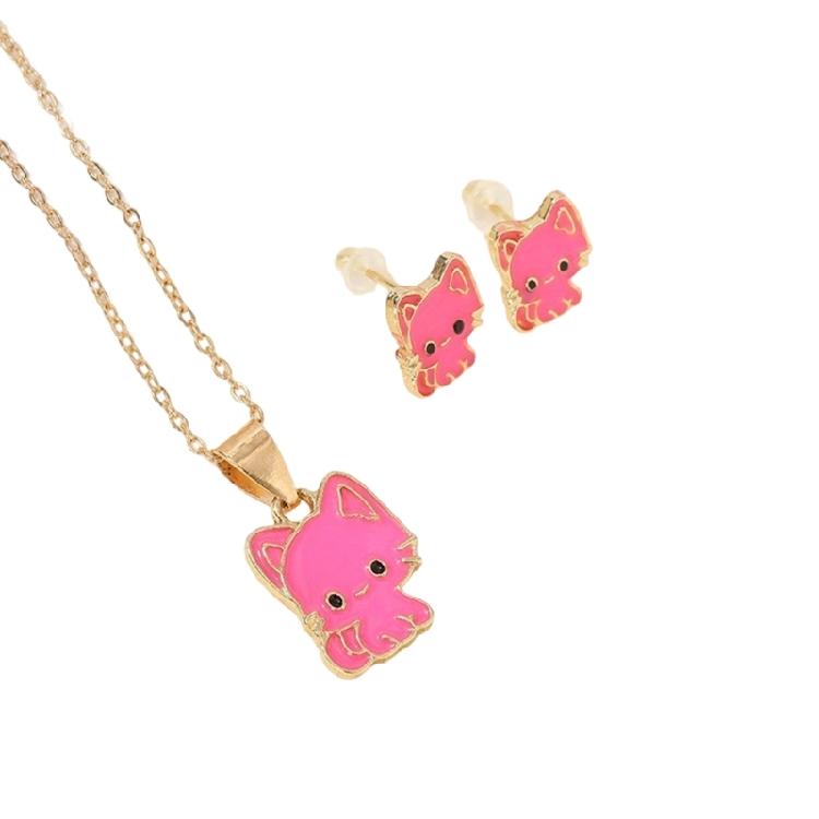 Unique Cats Ear Jewelry Pendant Necklace Cartoon Cats Ear Studs Alloy Texture Perfect for Fashion Style Individuals