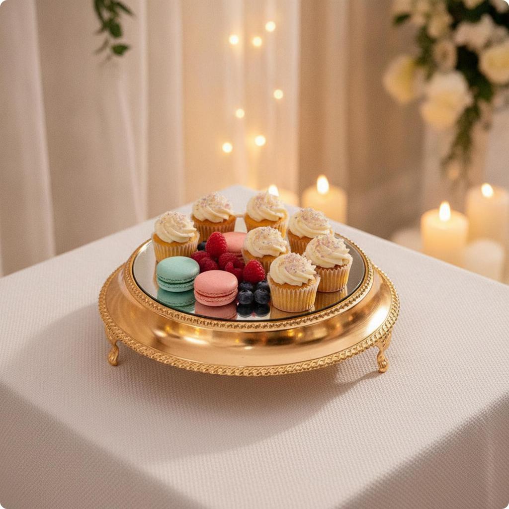 Kuchenständer mit Spiegelplatte Metall-Gebäckplatte Elegant