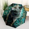 "Enchanted Wolf Fantasy Art Print Mystical Wildlife Decor"Umbrella, Portable 3-Fold Compact Umbrella for Men & Women ES5