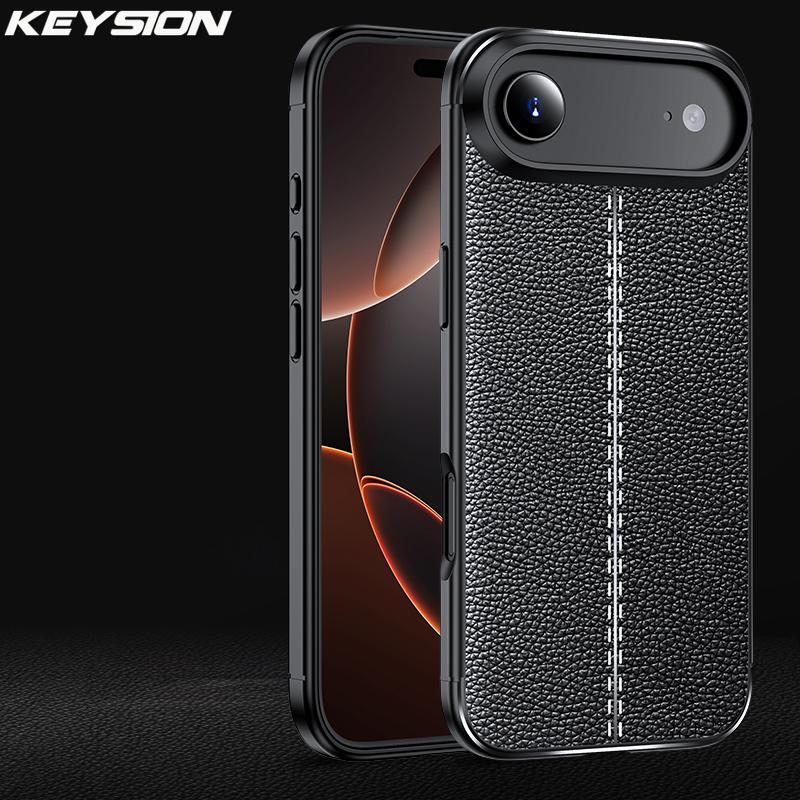 KEYSION დარტყმაგამძლე ქეისი iPhone 17 Pro Max-ისთვის რბილი სილიკონის ტყავის ტექსტურით, ბიზნეს სტილის ტელეფონის უკანა საფარი iPhone 17 17 Air-ისთვის