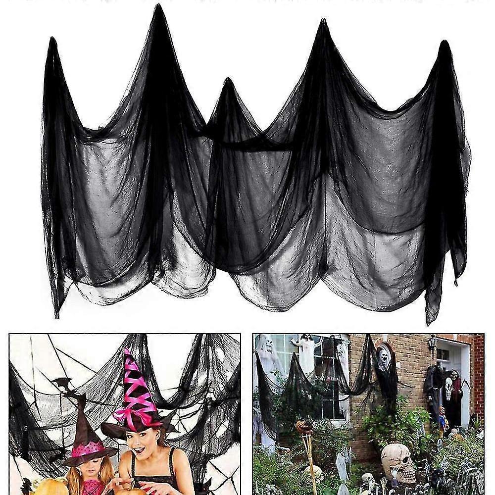 Halloween Gauze 5m Creepy Gauze Cloth Haunted House Doorway Outdoor Black Curtain Halloween Party Hanging Decorations