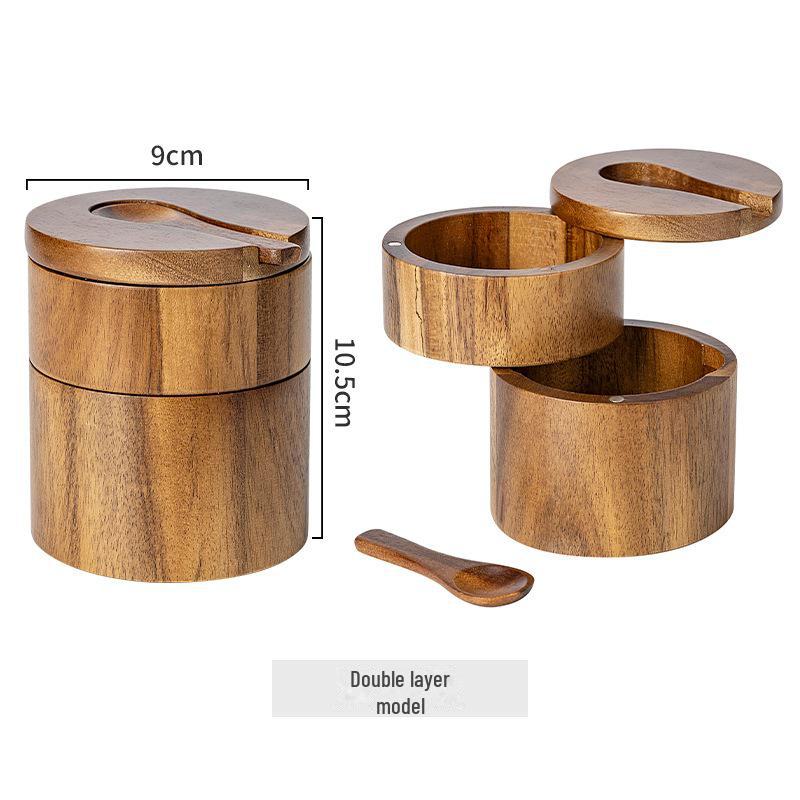 

Коробка для соли и перца из акации - деревянная банка для хранения на кухне