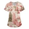 Women's Printing Uniform Work Uniform V-neck Pockets Basic Short Sleeve Pullover Top