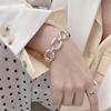 Korean Style S925 Sterling Silver Geometric Cutout Bracelet: Women's Retro Hong Kong Style Bangle