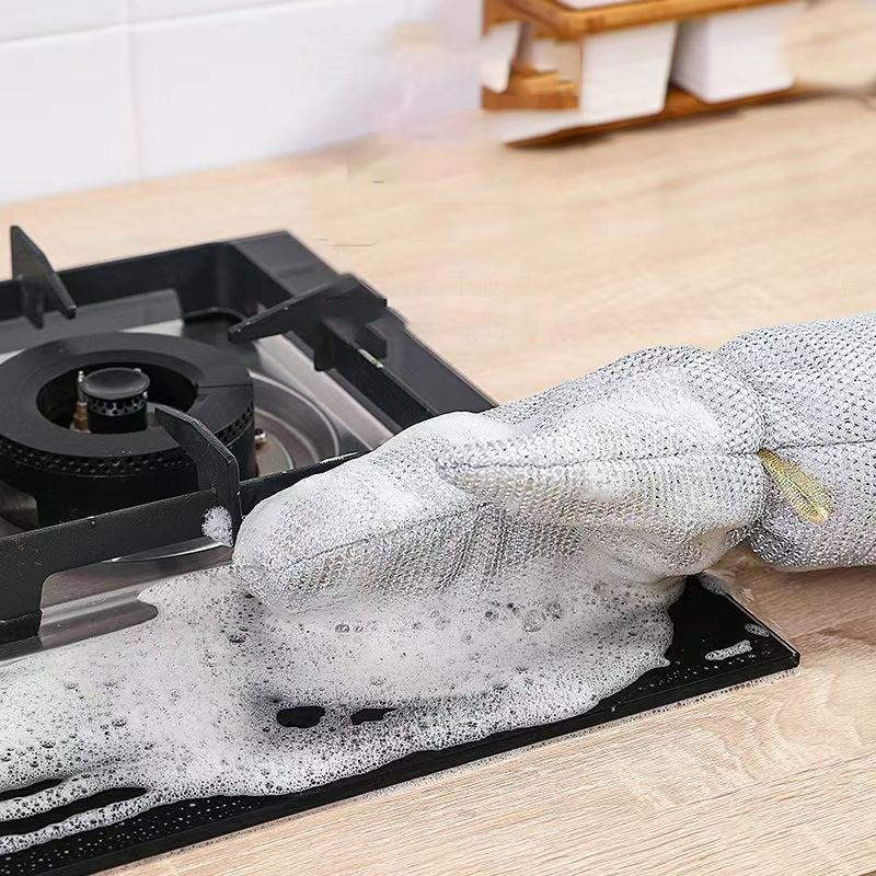 1/2 ks Domácí úklidové rukavice s kuličkou z ocelového drátu, Rukavice na mytí nádobí, Kuchyňské vodotěsné kartáče, Nádoby na olej, Čisticí nástroje