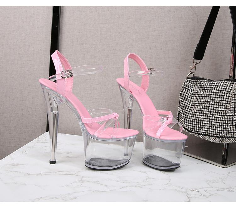 Damenschuhe Stilettos Lackleder Sexy Transparente Schnalle Mode Sandalen 181 Serie 16,5 cm Absatz 7 cm Plattform LFD
