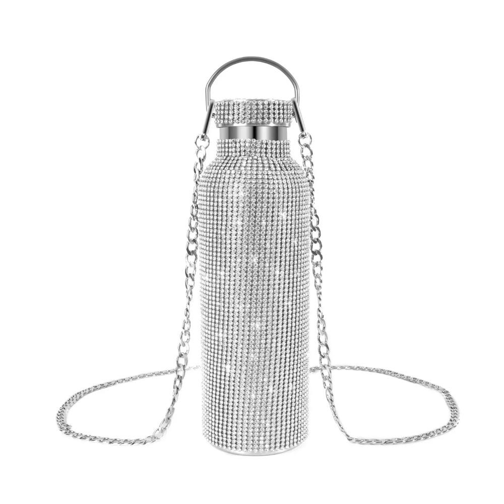 

500 мл/750 мл роскошный термос Diamond с цепочкой, термос, термокружка из нержавеющей стали, чайник для воды, подарочная бутылка для девочек и женщин 500ml