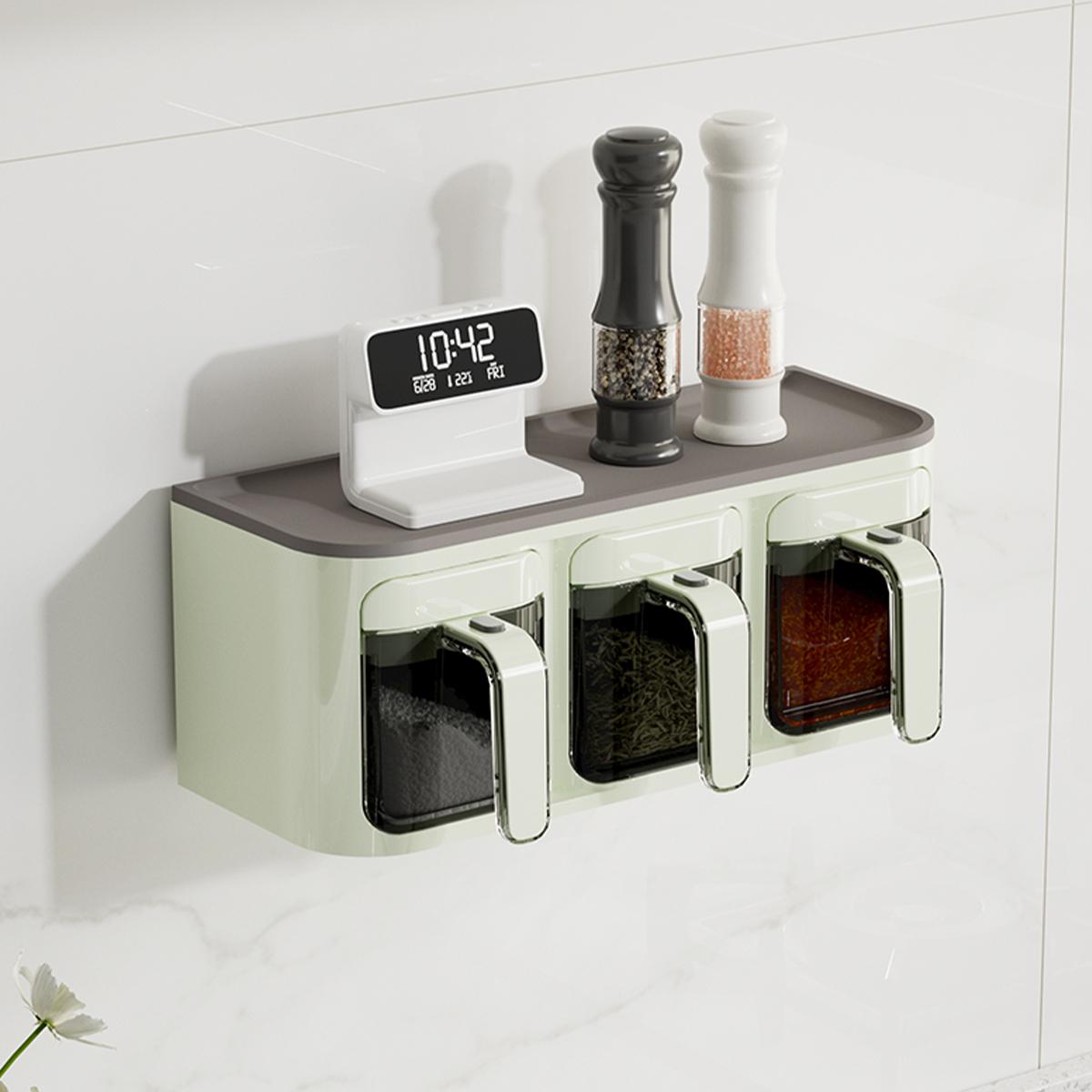 

WMMO настенный органайзер для приправ, набор из 3 солонок, подставка для специй, ящик для хранения, сахарница, банка с ложками