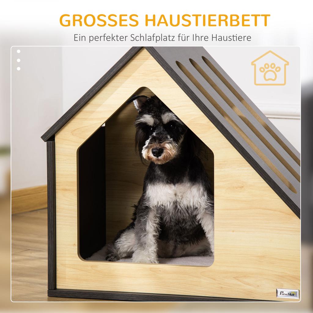 Dog House Indoor Dog Cave with Cushion Dog House Dog Cave with Sloped Roof Cat House for Small Dogs Up To 8 Kg 60 X 40 X 59.2 Cm, Brown