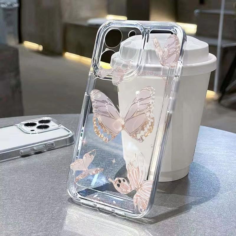 Gold Butterfly Pattern Phone Case For Xiaomi Mi 17 Pro 15 14 13 12 11 Lite 5G Mi 15 T Pro 14T 13T 12T Clear Bumper Cover