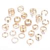 Fashion Gold Pearl Butterfly Love Chain Dot Diamond Multi-Layer Cross 22-Piece Set Ring