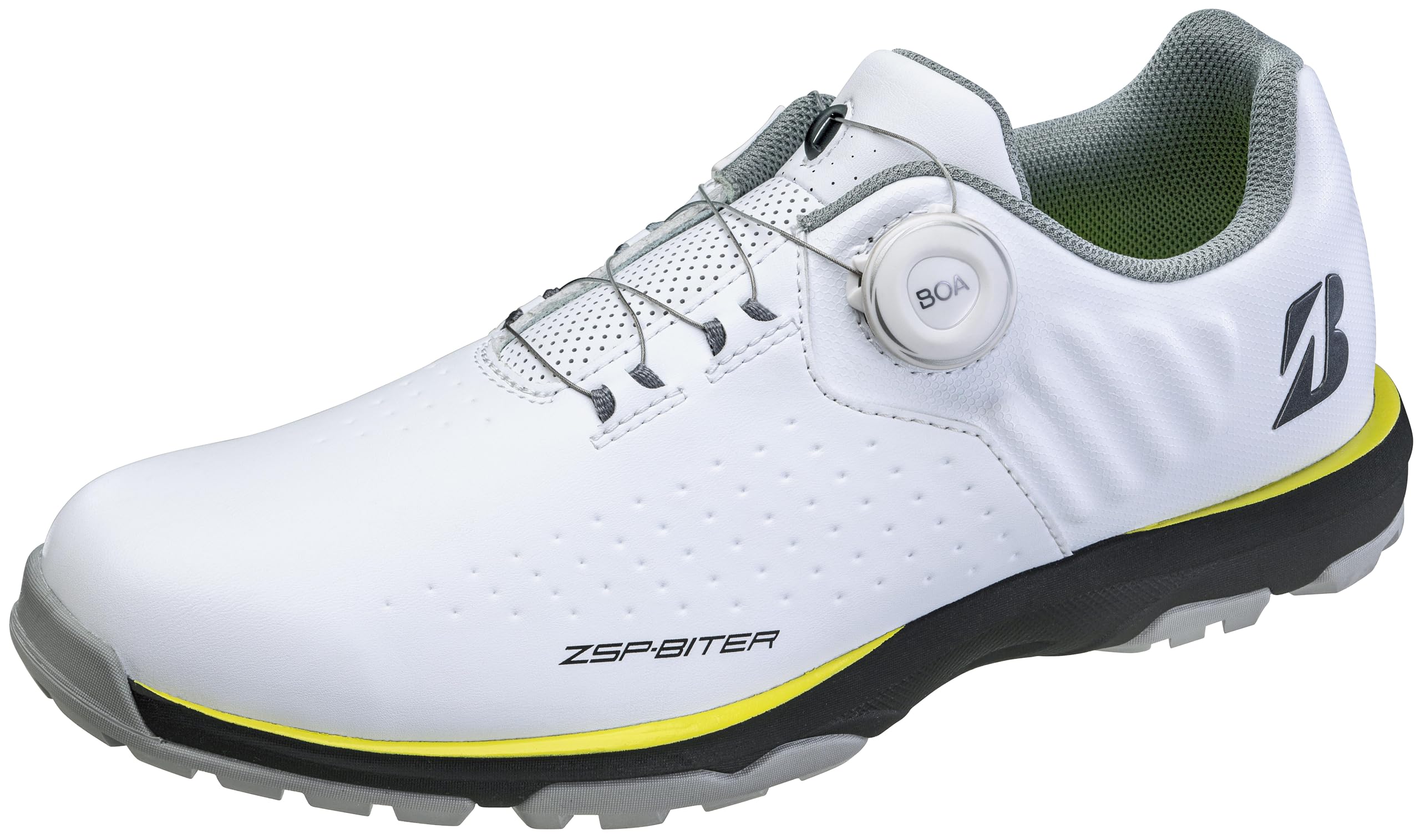 

Bridgestone Golf Zero Spike Biter Light SH2505 Men s Golf Shoes, White/Yellow, Size 24.5 cm, 3E