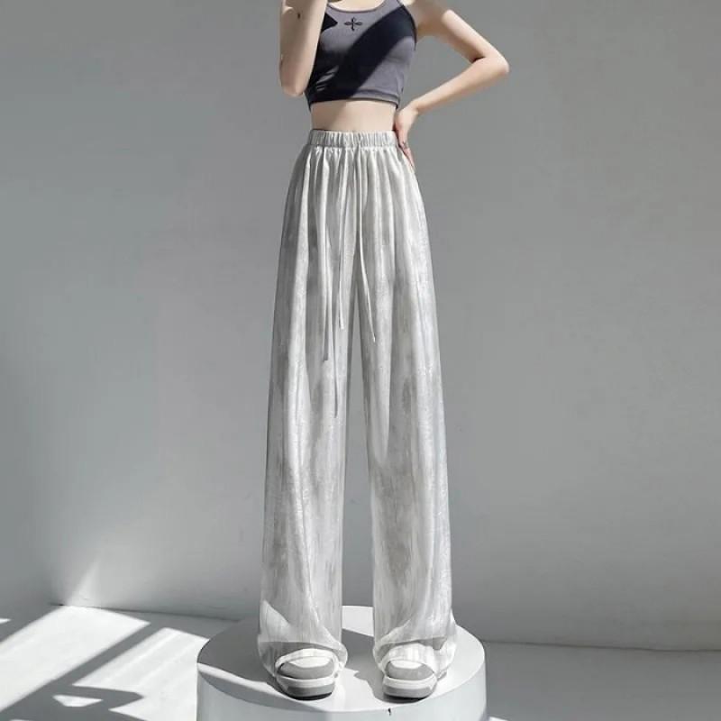 Womens Lightweight Silk-Like Satin Wide Leg Pants With Tie Waist Loose Flowy High-Waisted Trousers 2026