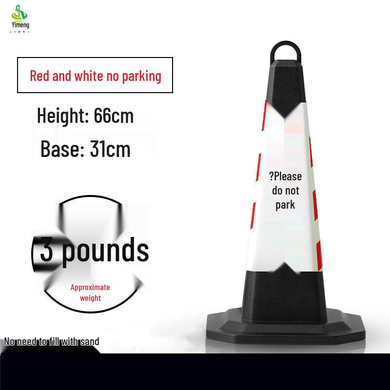 Heavy-Duty Red & White Rubber Traffic Cones