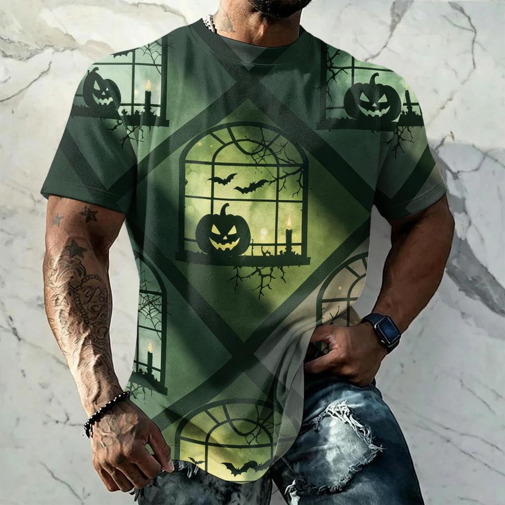 Men's Halloween Vintage Graphic T Shirt Loose Fit Breathable Short Sleeve Summer Sports Streetwear Casual Everyday Top
