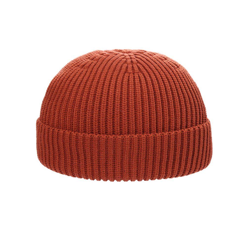 Bonnet Hat Solid Color Women Skullcap Knitted Brimless Hat Korean Style Beanie Hats Men Docker Cap