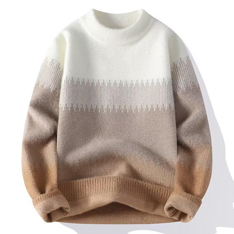 2025 Men s Winter Mink Velvet Scarecrow Knit Round Neck Sweater 2XL