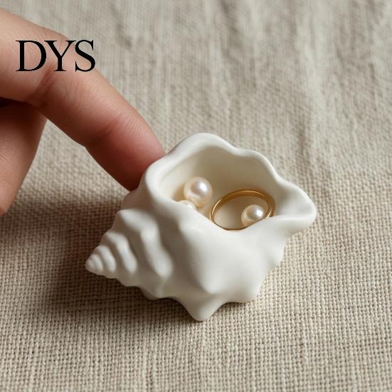 Small Earring Holder for Vanity 3D Printed Conch Shell Storage Dish, Seashell Trinket Tray Jewelry Durable Office Keys, Ocean Style Home Decor