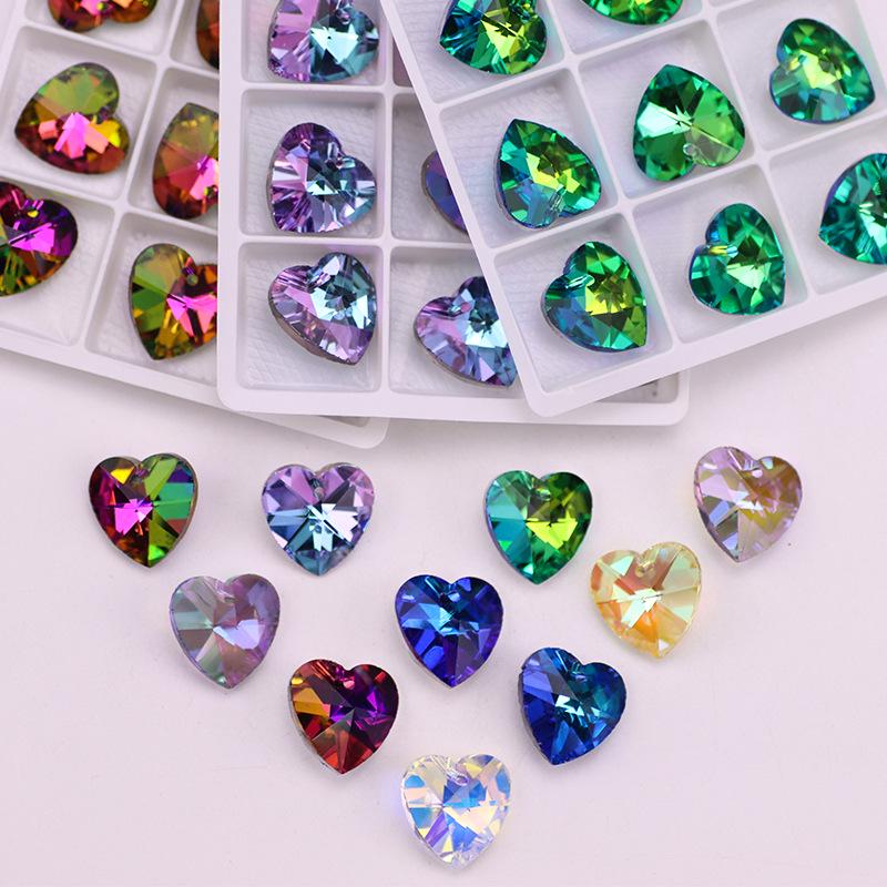 

Heart Gem Crystal Rhinestone Pendant for DIY Earrings 14mm - 12 pieces/bag